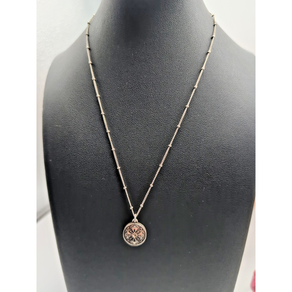 Brighton Shields of Faith Small Cross Pendant Beaded Station Necklace Reversible